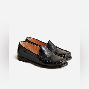 J. Crew Winona penny loafers in black spazzolato leather
